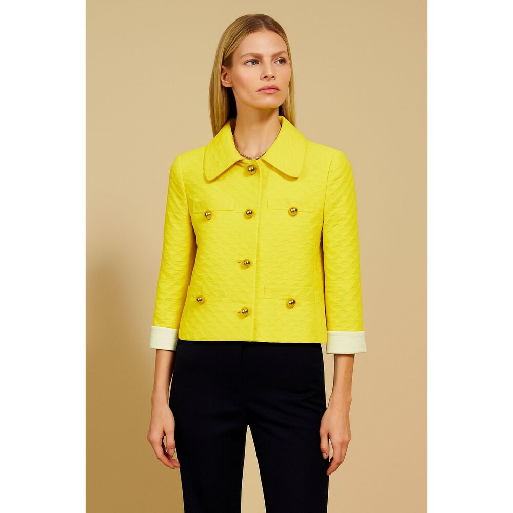 Couture Couture Jacquard 3/4 Sleeve Coat Twiggy Mod Style Los Angeles 40 M